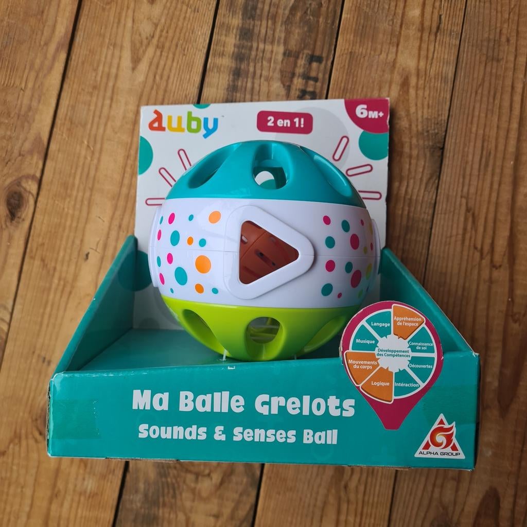 AUBY Rammelaar Bal - Sounds & Senses Ball, Kinderen en Baby's, Speelgoed | Fisher-Price, Ophalen, Zo goed als nieuw, Rammelaar