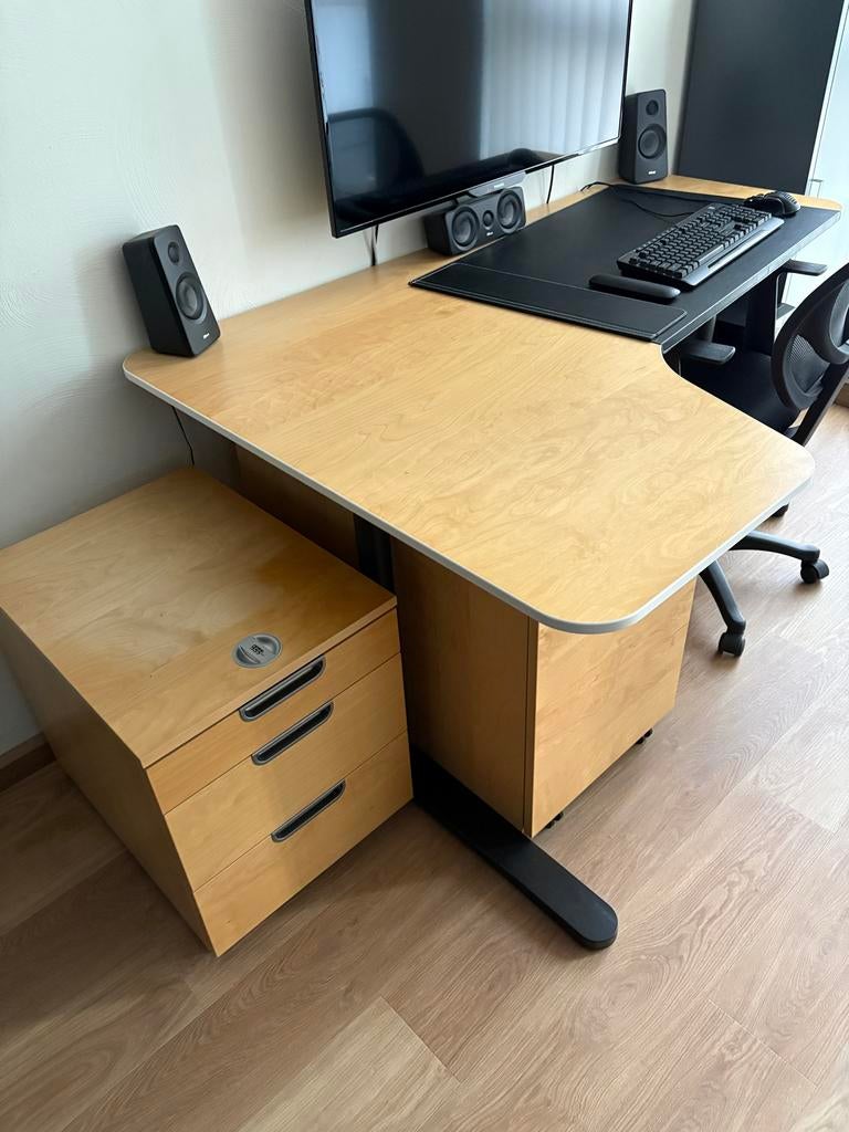 IKEA Bureau met Ladekast en Printerkast, Ophalen, Gebruikt