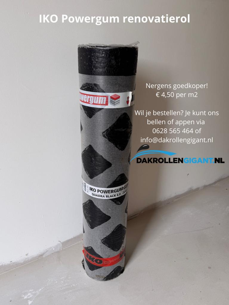 IKO Powergum Renovatierol, Doe-het-zelf en Verbouw, Ophalen, Overige materialen, Info@dakrollengigant.nl, Zwart