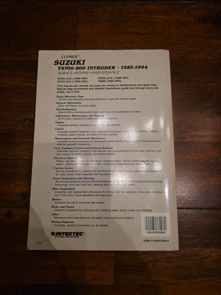 Suzuki Intruder '85 - '94 Werkplaatshandboek Clymer, Ophalen, Zo goed als nieuw
