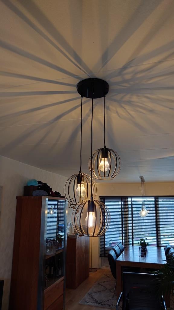Zwarte hanglamp met 3 LED lampen, Ophalen, Nieuw, Metaal, Modern