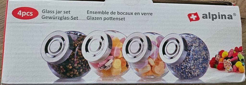 Pottensetje Alpina, 4 delig. Nieuw!, Huis en Inrichting, Keuken | Potten en Pannen, Ophalen of Verzenden, Nieuw, Glas, Pot, Bus of Blik