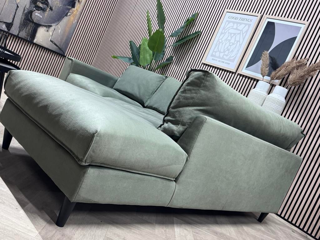 ZGAN Goossens Jonas Hoekbank - Olijfgroen - 263 x 215, 250 tot 300 cm, -, -, Hoekbank