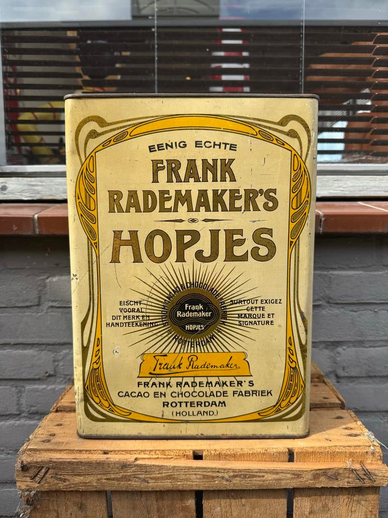 Oude Frank Rademaker's Hopjes Blikken Bus, Verzamelen, Ophalen of Verzenden, Gebruikt, Koek(jes), Overige merken