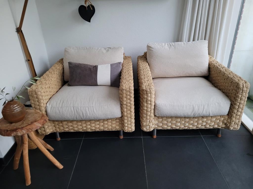 2 lounge fauteuils, Ophalen, Zo goed als nieuw, Riet of Rotan