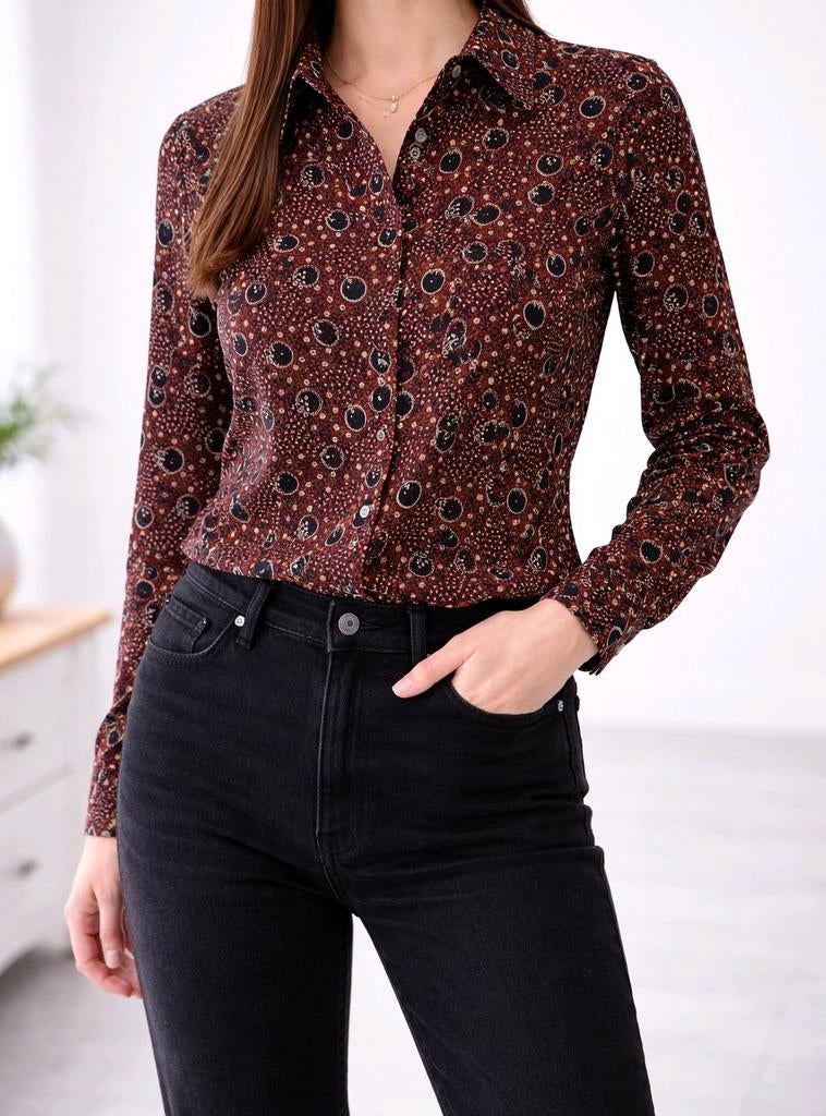 Indian Rose Blouse - Maat S, Bruin, Ophalen of Verzenden, Maat 36 (S), Gedragen