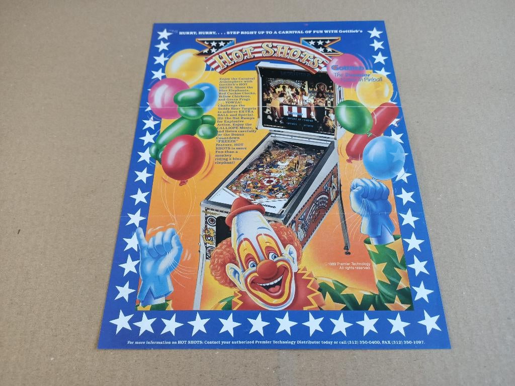 Flyer: Gottlieb Hot Shots (1989) Flipperkast, Verzamelen, Automaten | Flipperkasten, Verzenden, Gebruikt, Elektronisch, Flipperkast