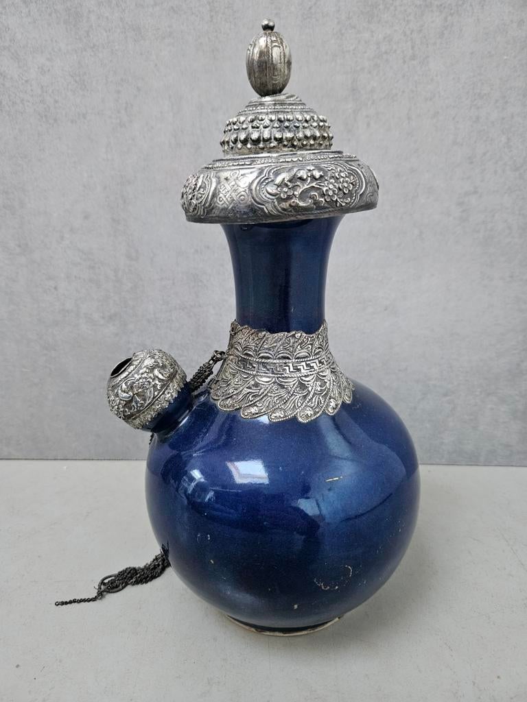 Chinese Poederblauwe Kendi 18e Eeuws, Ophalen of Verzenden, Overige kleuren, Aardewerk of Porselein, Minder dan 50 cm