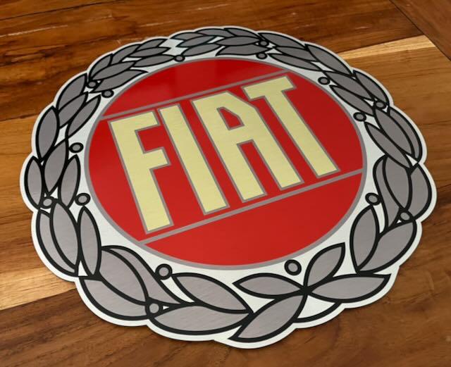 FIAT krans logo reclamebord  -  40cm alu, Ophalen of Verzenden, Zo goed als nieuw, Auto's