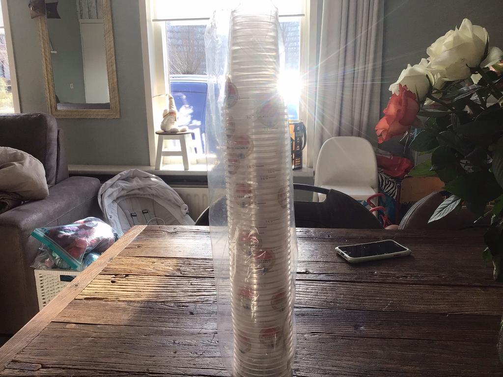 Tk amstelbier bekers 50 stuks per rol 20 cl  zie foto,s, Ophalen of Verzenden, Nieuw, Glas of Glazen, Amstel