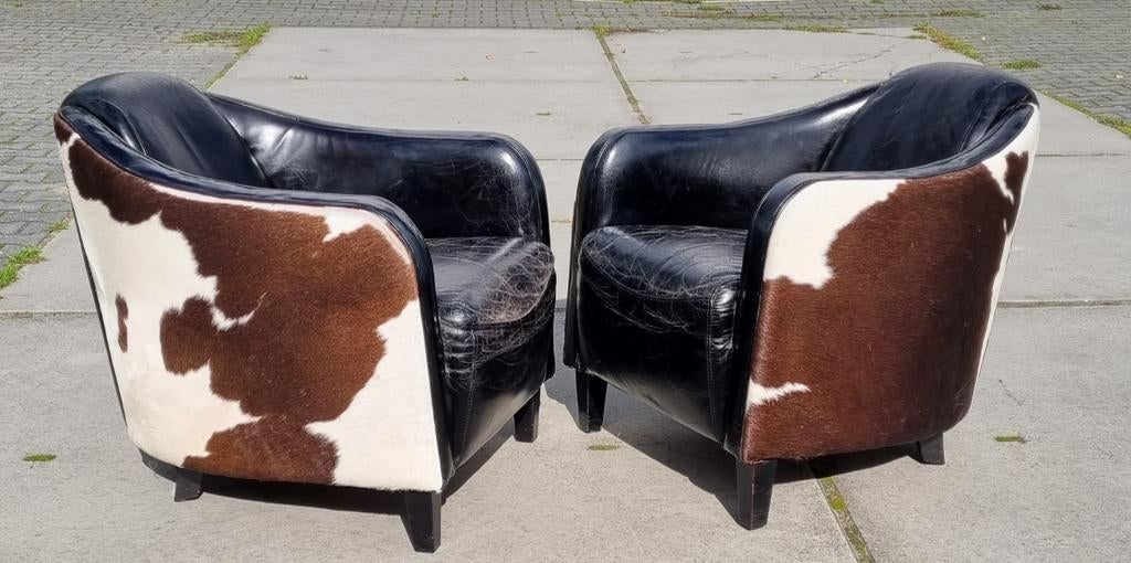 2x Aviator fauteuil koeienhuid - GRATIS bezorging, Huis en Inrichting, Gebruikt, Ophalen of Verzenden, Onbekend, 75 tot 100 cm