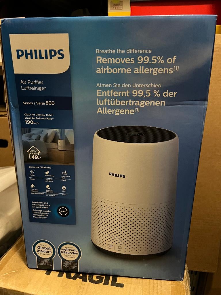 AIR PURIFIER Philips 800 Series AC0820/10   190 m³/h -, Witgoed en Apparatuur, Luchtbehandelingsapparatuur, Ophalen, Zo goed als nieuw