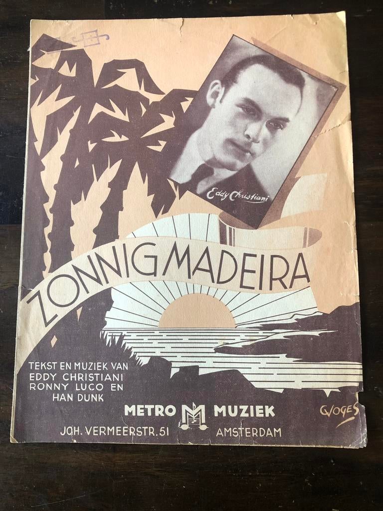 Bladmuziek Zonnig Madeira voor piano en zang van Christiani, Muziek en Instrumenten, Bladmuziek, Zang, Gebruikt, Ophalen of Verzenden