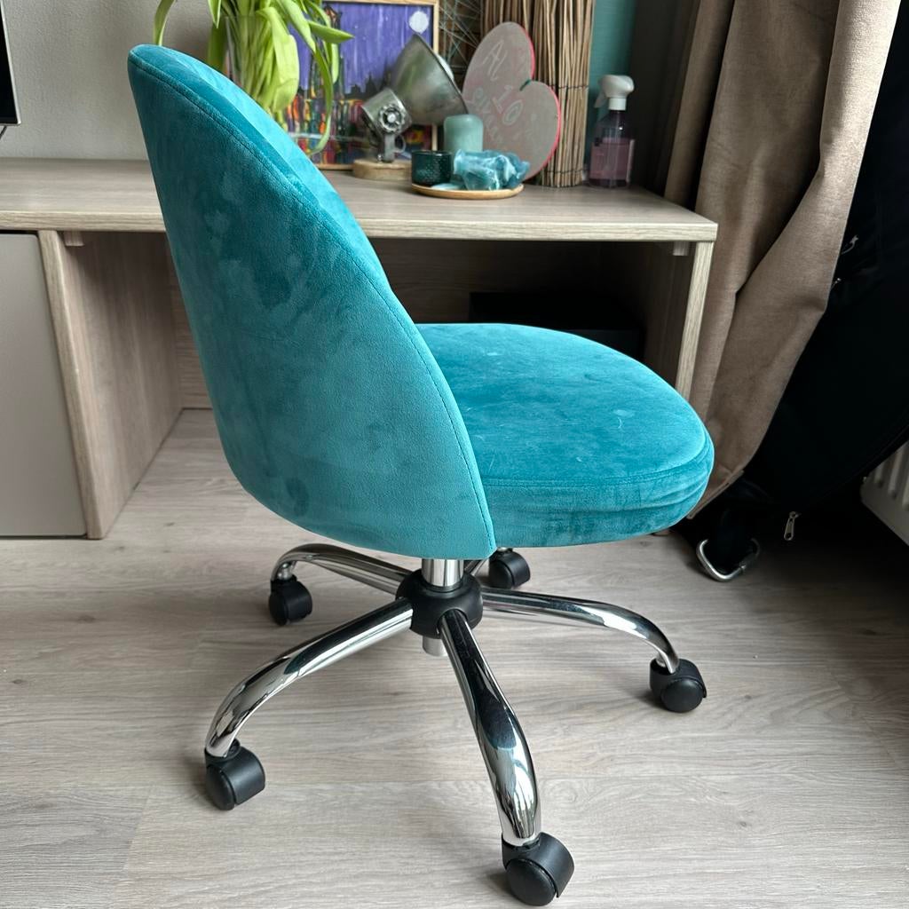 Turquoise bureaustoel, in hoogte verstelbaar, Blauw, Nieuw, Ophalen of Verzenden, Bureaustoel
