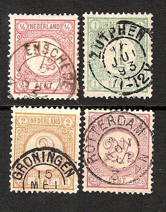 825 nvph 30-33 cijferzegels 1876-1894 gebruikt zie scan., Postzegels en Munten, Postzegels | Nederland, Ophalen of Verzenden, T/m 1940