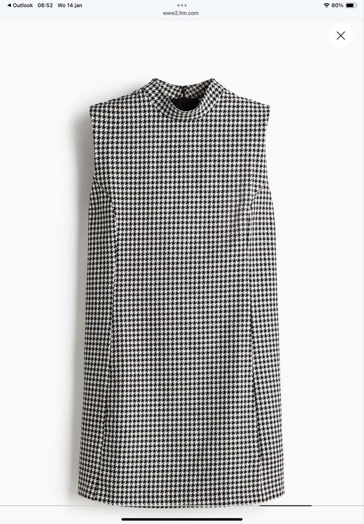 Pied de poule jurkje - Tijdloos & Stijlvol, H&M, Verzenden, Zwart, Maat 46/48 (XL) of groter