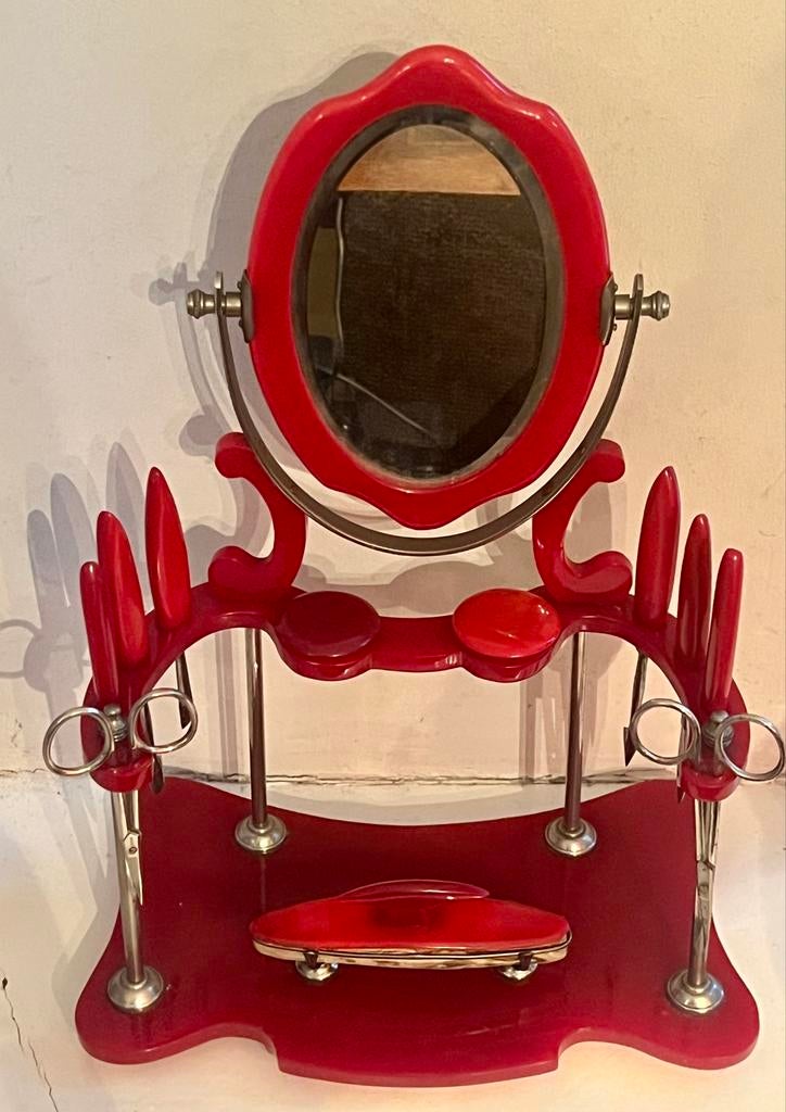 Vintage Catalin Nagelgarnituur met Spiegel, Ophalen