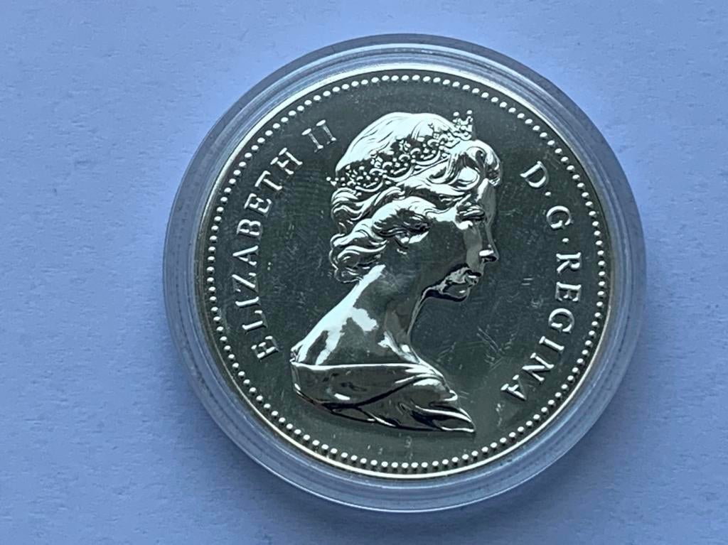 Dollar canada elisabeth 2 met boot, Ophalen of Verzenden, Zilver