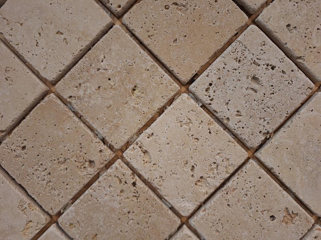 Travertin Light 10x10 cm wand en vloertegels getrommeld, Ophalen, 60 cm of meer, Nieuw, 10 m² of meer