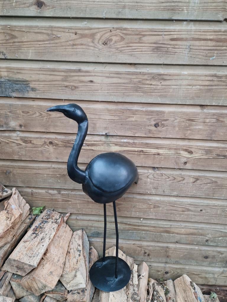 Metalen Tuinbeeld Reiger, Tuin en Terras, Tuinbeelden, Dierenbeeld, Onbekend, Ophalen of Verzenden, Zo goed als nieuw