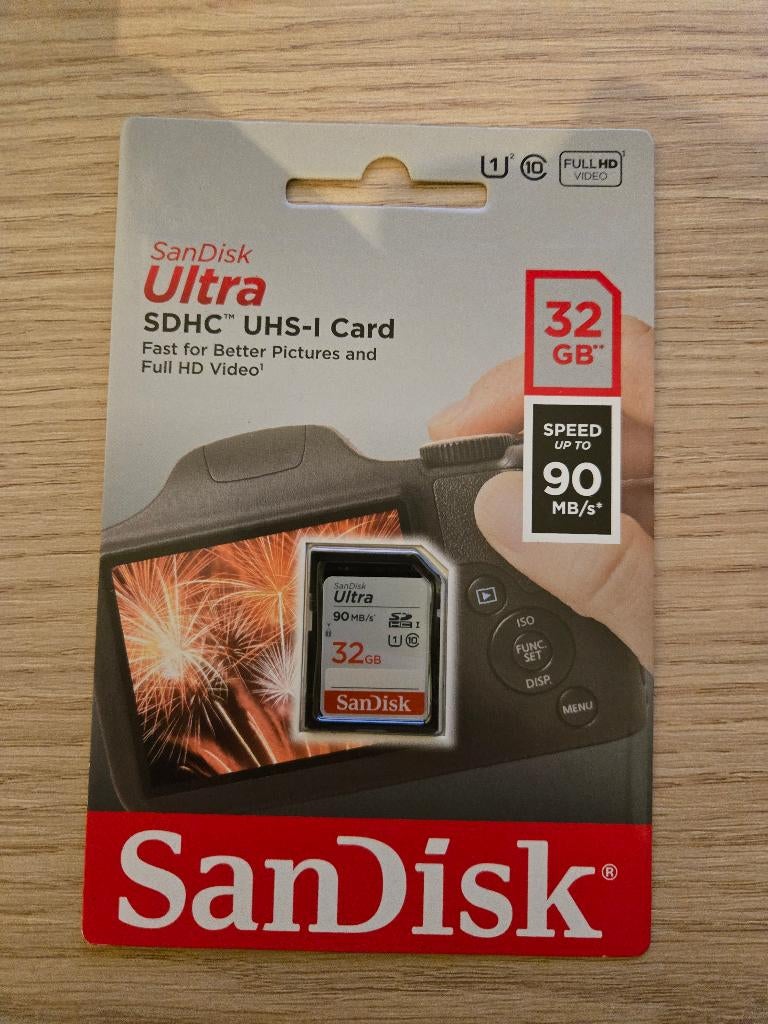 SanDisk 32GB Ultra SDHC UHS-I card 90MB/s (nieuw), 32 GB, Sandisk, Nieuw, Ophalen of Verzenden