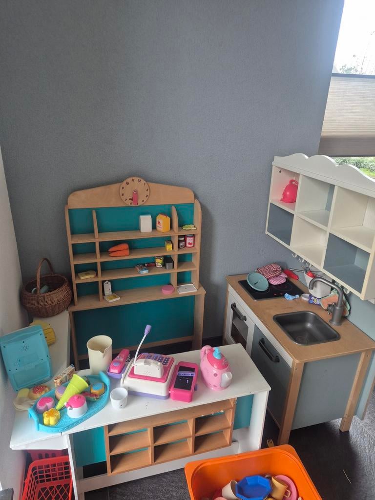Ikea Speelkeukentje + Winkeltje met Accessoires, Kinderen en Baby's, Ophalen, Zo goed als nieuw, Hout, Speelkeuken