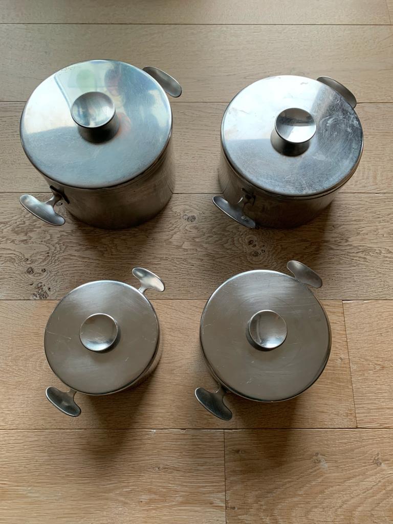 GERO-zilmeta-Dick Simonis-pan (4) Pannenset, Huis en Inrichting, Keuken | Potten en Pannen, Ophalen of Verzenden, Gebruikt, Rvs