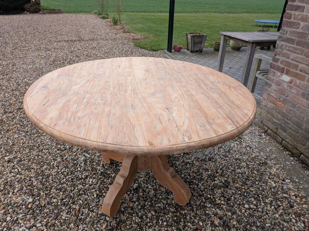 Showroommodel Ronde Teak Tuintafel 130 cm, Tuin en Terras, Tuintafels, Ophalen, Zo goed als nieuw, Rond, Teakhout