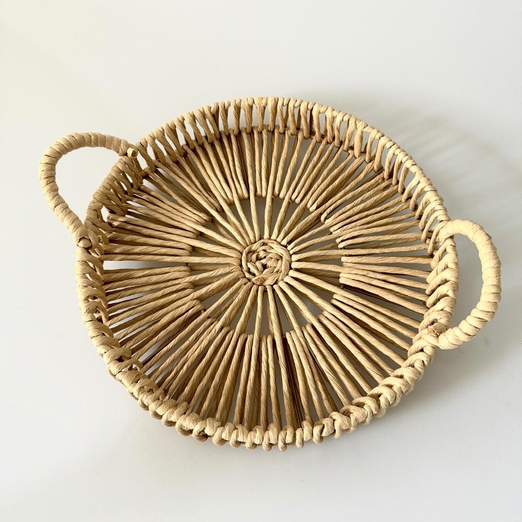 Rieten dienblad, Boho, Ophalen of Verzenden, Zo goed als nieuw, Natuurlijk materiaal