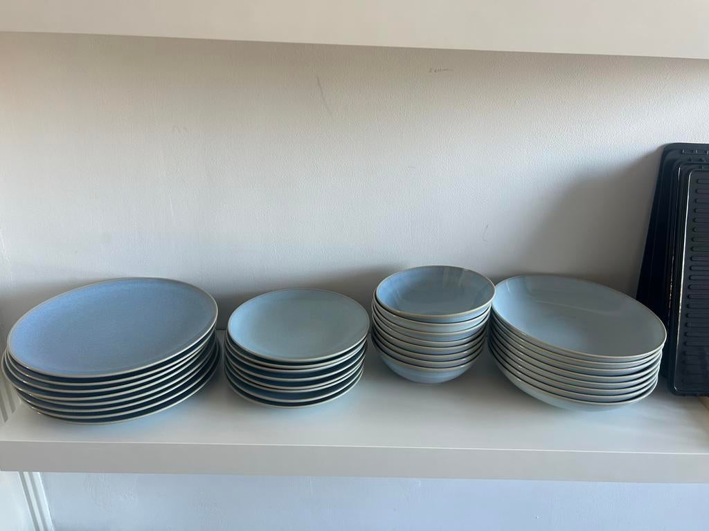 Ikea Fargklar servies blauw 32-delig, Huis en Inrichting, Keuken | Servies, Ophalen, Keramiek, Zo goed als nieuw, Effen