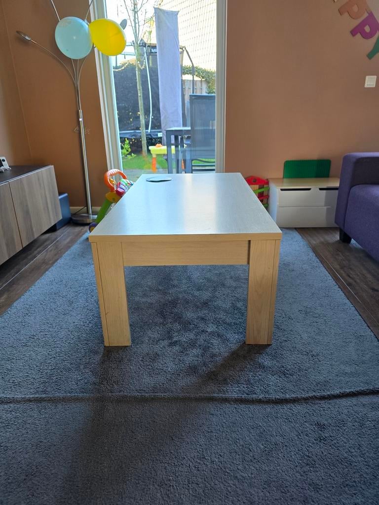 Lichtbruine salontafel., Ophalen, Gebruikt, 100 tot 150 cm, 50 tot 100 cm