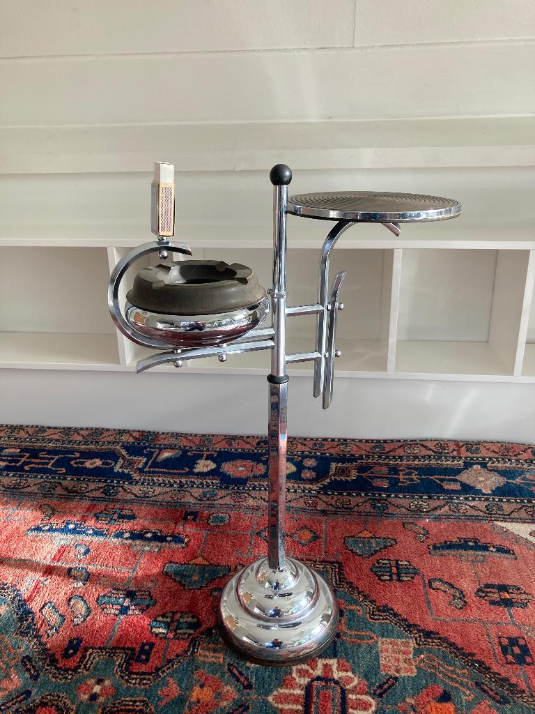 Vintage art deco staande asbakhouder met bijzettafeltje, Verzamelen, Retro, Ophalen, Huis en Inrichting