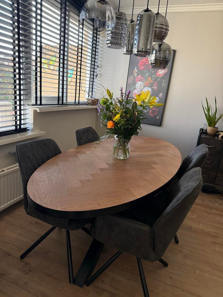 Eetkamer tafel met stoelen, Huis en Inrichting, Tafels | Eettafels, 100 tot 150 cm, Ophalen of Verzenden, Zo goed als nieuw, 150 tot 200 cm