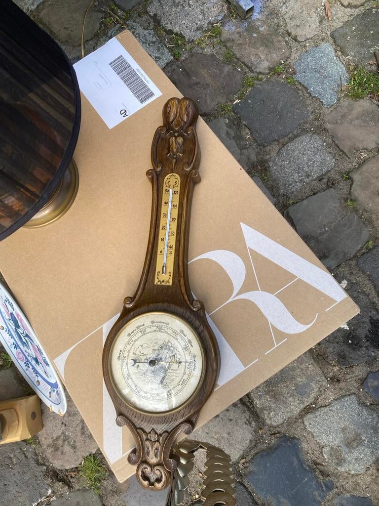 Houten barometer met thermometer, Ophalen of Verzenden, Gebruikt, Barometer