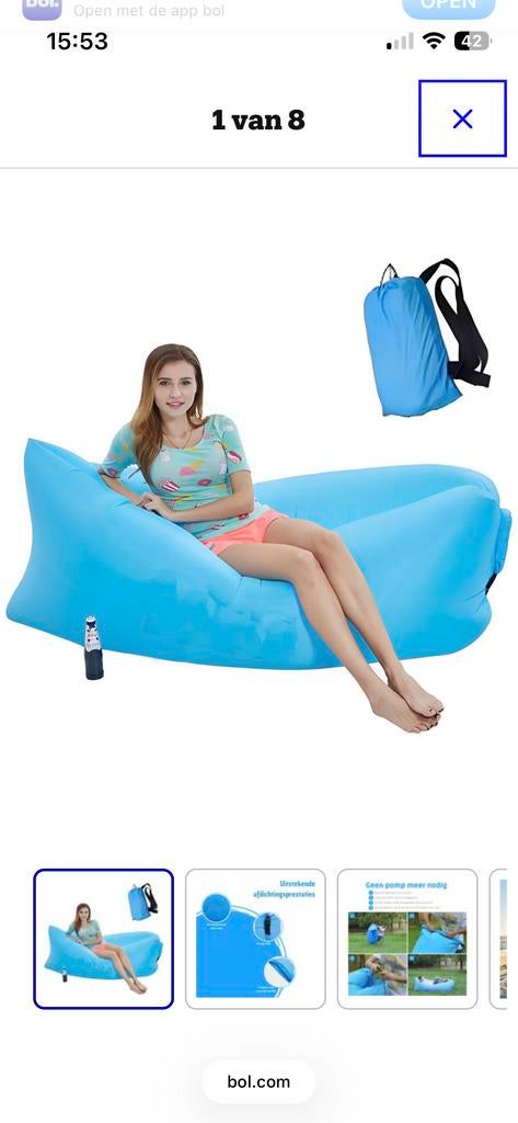 Air lounger luchtbed strandstoel, Ophalen of Verzenden, Zo goed als nieuw, 1-persoons