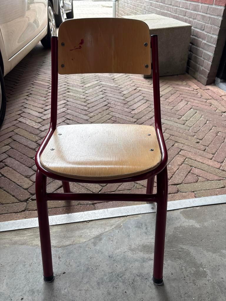 Vintage schoolstoel - Hout en metaal, Ophalen, Gebruikt, Overige kleuren, Eén