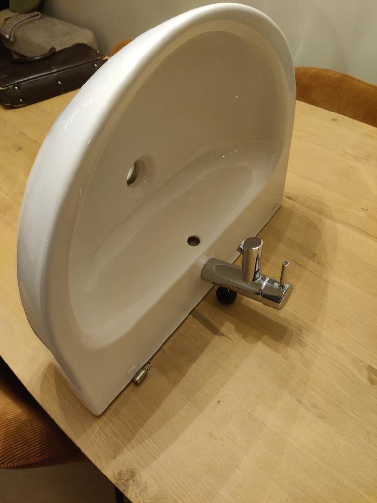 Renova wastafel met Grohe mengkraan, Ophalen, 50 tot 100 cm, Minder dan 100 cm, Wasbak of Wastafel