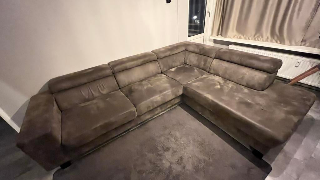 Hoekbank loungebank met ottoman / chaise longue 270x210 cm, Ophalen, Zo goed als nieuw, Overige materialen