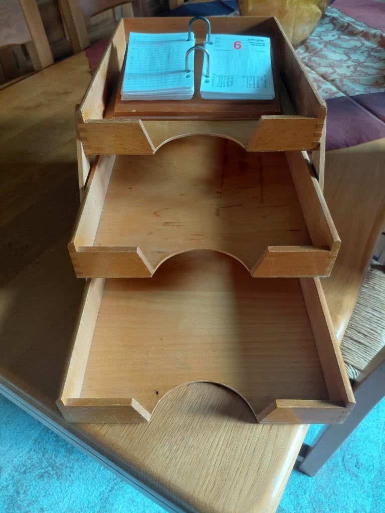 Vintage beukenhouten brievenbakje, organizer, documentenbak, Ophalen of Verzenden