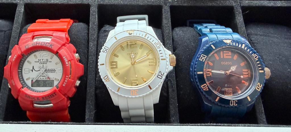 Set van 3 horloges: Casio G-Shock en 2 OZOO horloges, Sieraden, Tassen en Uiterlijk, Horloges | Heren, Casio, Kunststof, Gebruikt