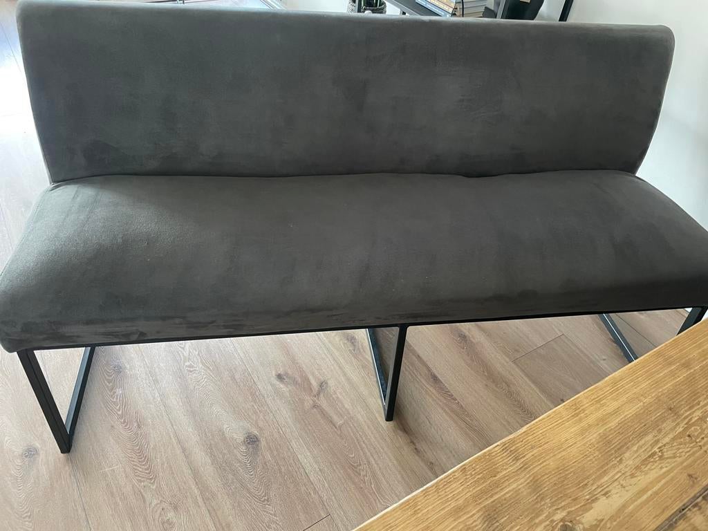 Antraciet grijze eetkamerbank 170 cm, Ophalen, Zo goed als nieuw, 4 tot 6 stoelen