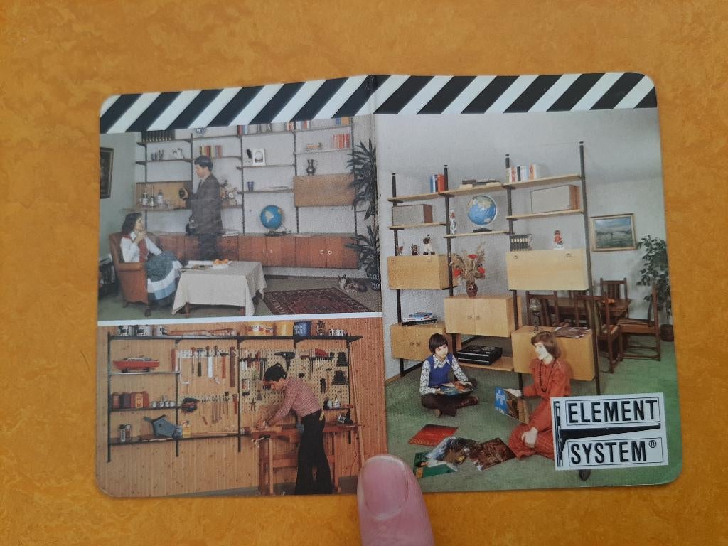 oude zakkalender reclame Element System vintage design 1981, Gelezen, Folder, Ophalen of Verzenden, Element system