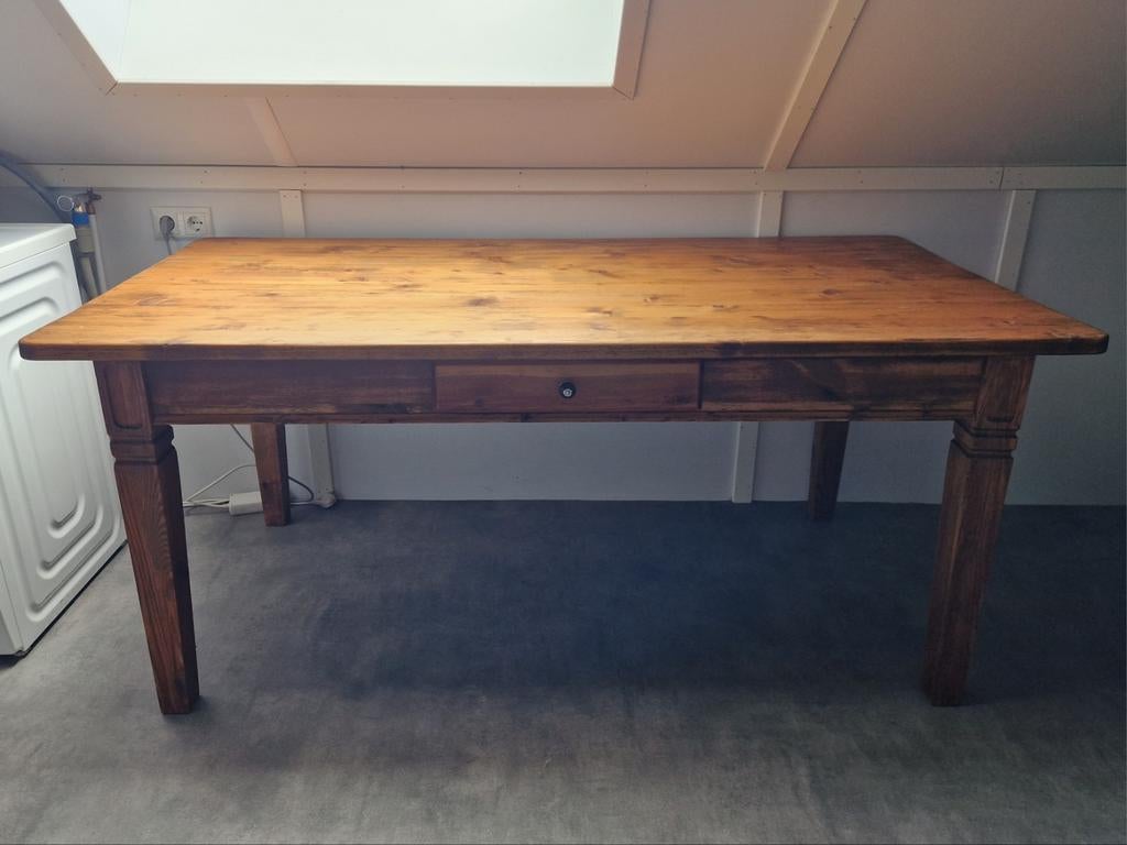 Vintage robuuste eettafel met lade, Antiek en Kunst, Antiek | Meubels | Tafels, Ophalen