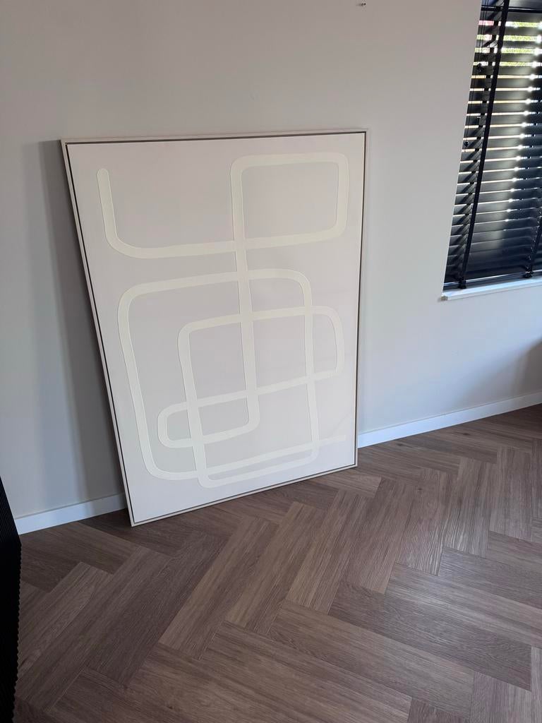 By-Boo Schilderij Ono - Modern Abstract beige wanddecoratie, Ophalen