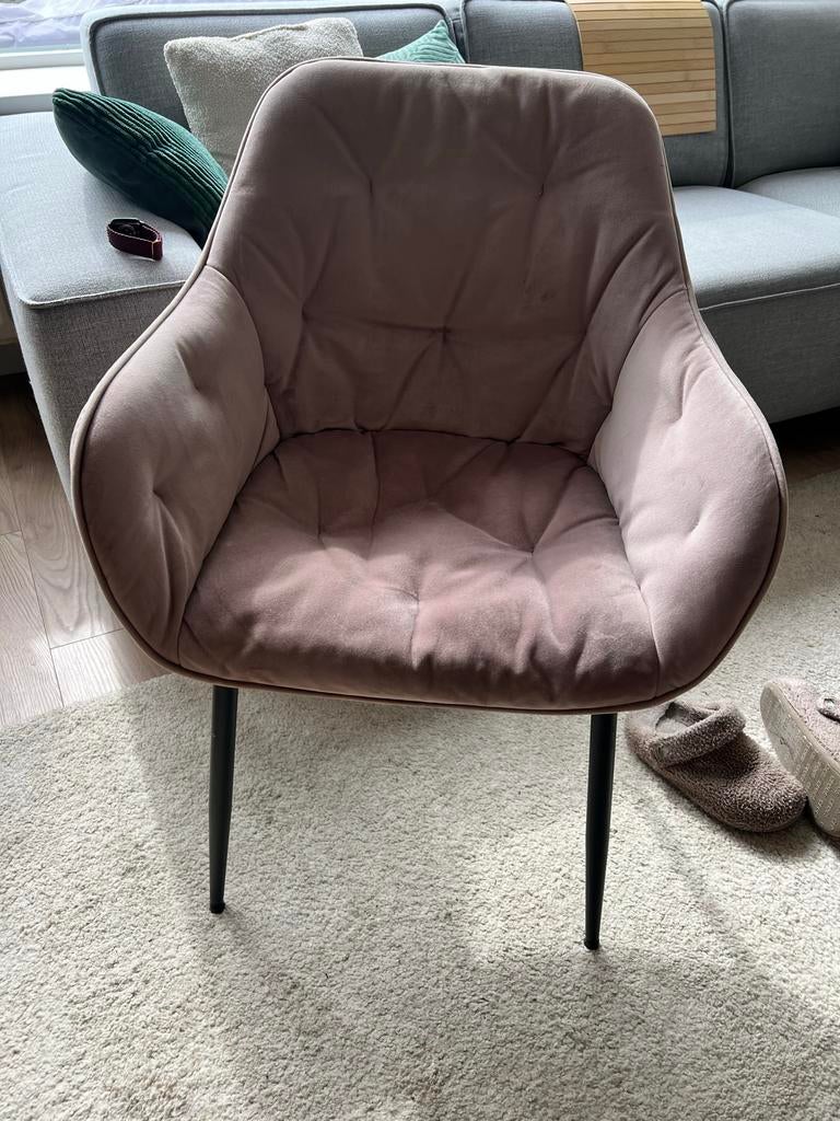 Eetkamerstoelen velours groen en roze, Huis en Inrichting, Stoelen, Ophalen, Gebruikt, Overige kleuren, Stof