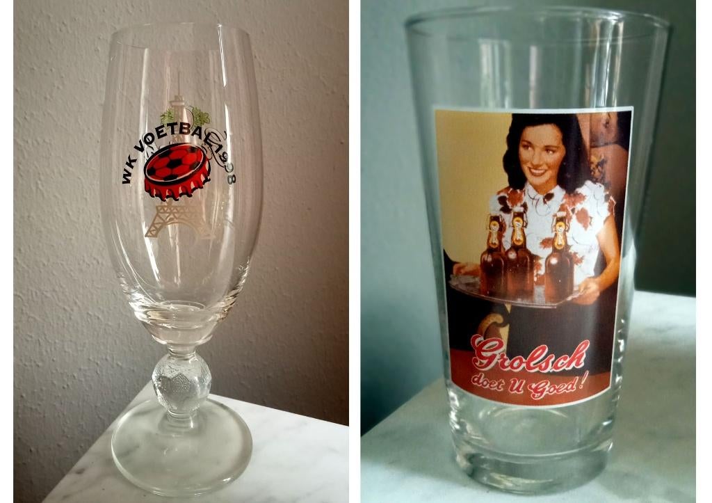 2 Vintage GROLSCH Bierglazen, Ophalen of Verzenden, Zo goed als nieuw, Glas of Glazen, Grolsch