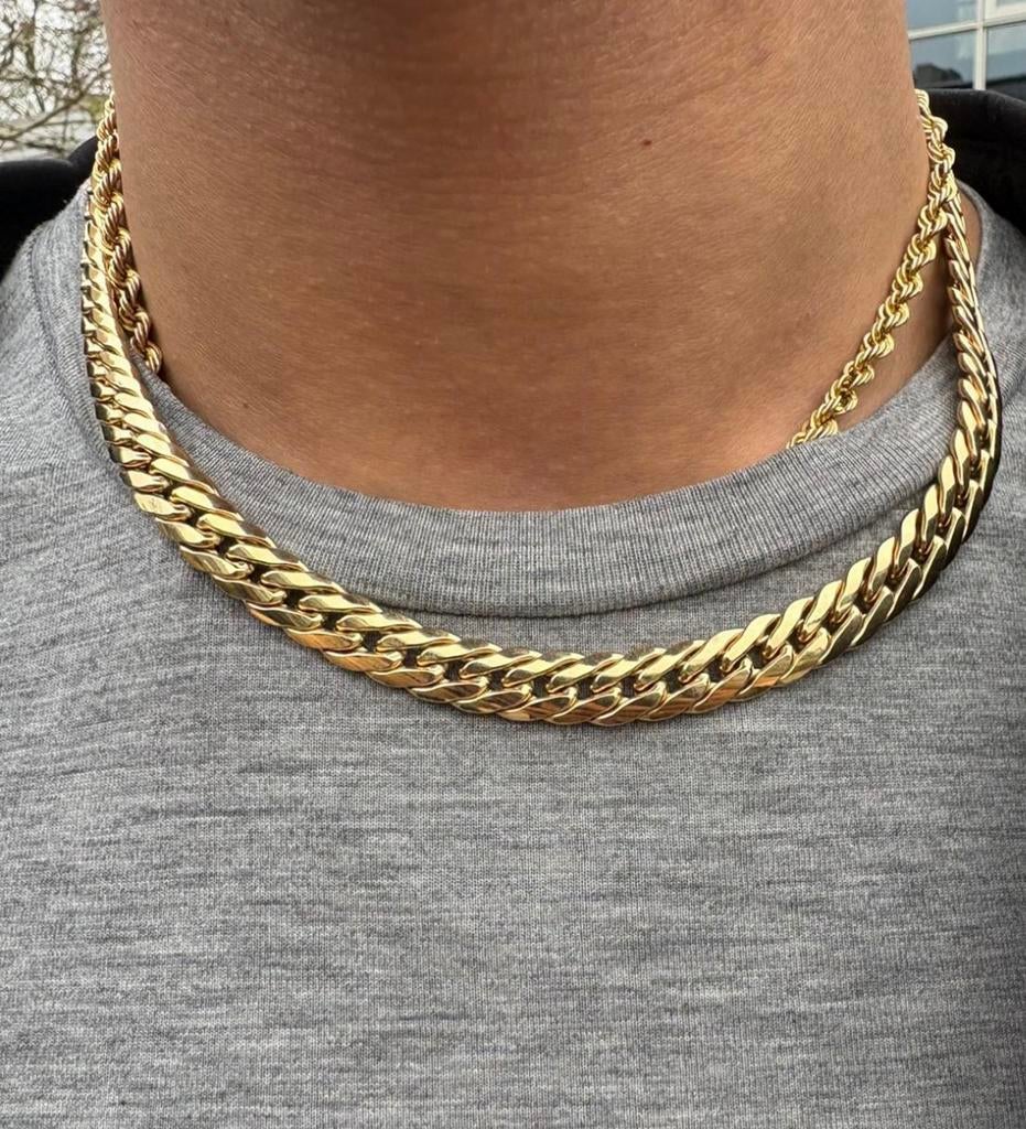 18k Gouden Cuban Gourmet Ketting Keurmerk 750, Ophalen, Gebruikt, Goud