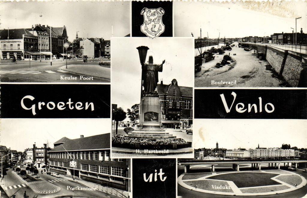 Groeten uit Venlo - 5 afb + wapen - 1960 gelopen, Ophalen of Verzenden, Voor 1920, Gelopen, Limburg