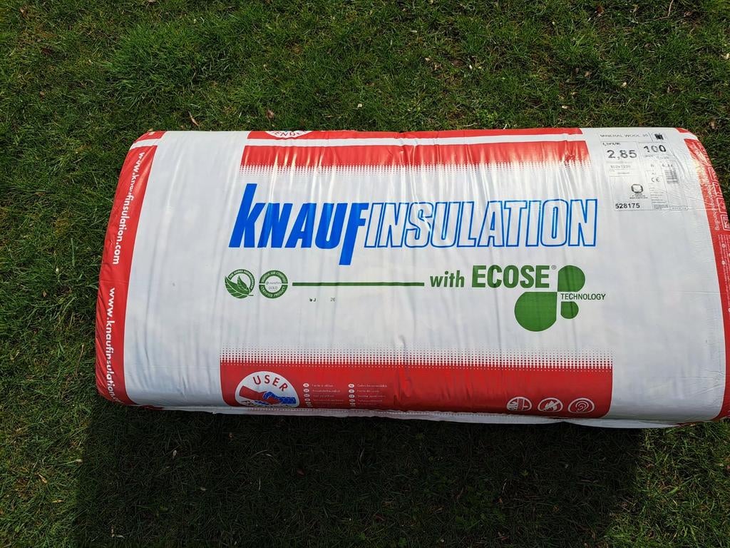 Knauf MW 35 - Minerale Wol - 1200 x 600 x 100 mm - Rd 2.85, Doe-het-zelf en Verbouw, Isolatie en Afdichting, 10 tot 15 m², Nieuw