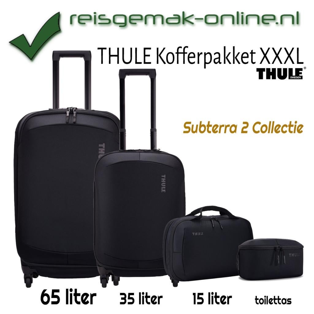 Thule XXXL Set Subterra 2 | 65L + 35L + 15L + toilettas, Zwart, Ophalen of Verzenden, Wieltjes, 30 cm of meer